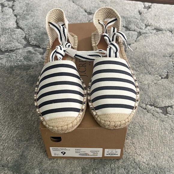 Striped Laced up D’orsay espadrille sandal - Picture 1 of 4